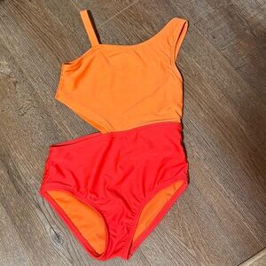Orange and Red One-Shoulder Swimsuit